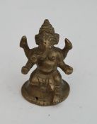 Brass Hindu Religious Figure Ganesh Measures 5cm Tall