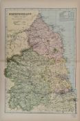 Antique Map 1899 G. W Bacon & Co Northumberland. Not Framed. Measures 35cm by 53cm