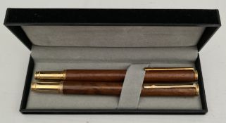 Schmidt Rose Wood Fountain Pen and Ball Point Pen Boxed