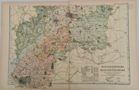 Antique Map 1899 G. W Bacon & Co Worcester & Gloucestershire. Not Framed. Measures 35cm by 53cm