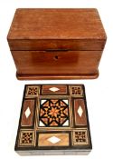 Vintage 2 x Wooden Boxes 1 With Internal Divides 1 Inlaid