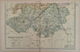 Antique Map 1899 G. W Bacon & Co Shropshire South. Not Framed. Measures 35cm by 53cm