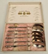 Danish Silver Hallmarked Boxed Tea Spoons c1960
