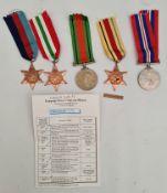 WWII Military Medals awarded to P J Owen 1189658l