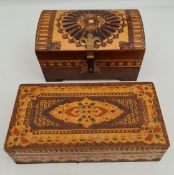 Vintage 2 x Wooden Poker Work and Inked Boxes