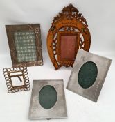 Antique 5 Assorted Picture Frames Metal and Wood