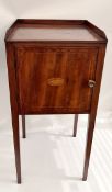 Edwardian Bedside Pot Cupboard Shell Design Inlaid Veneer & Stringing with solid gallery top
