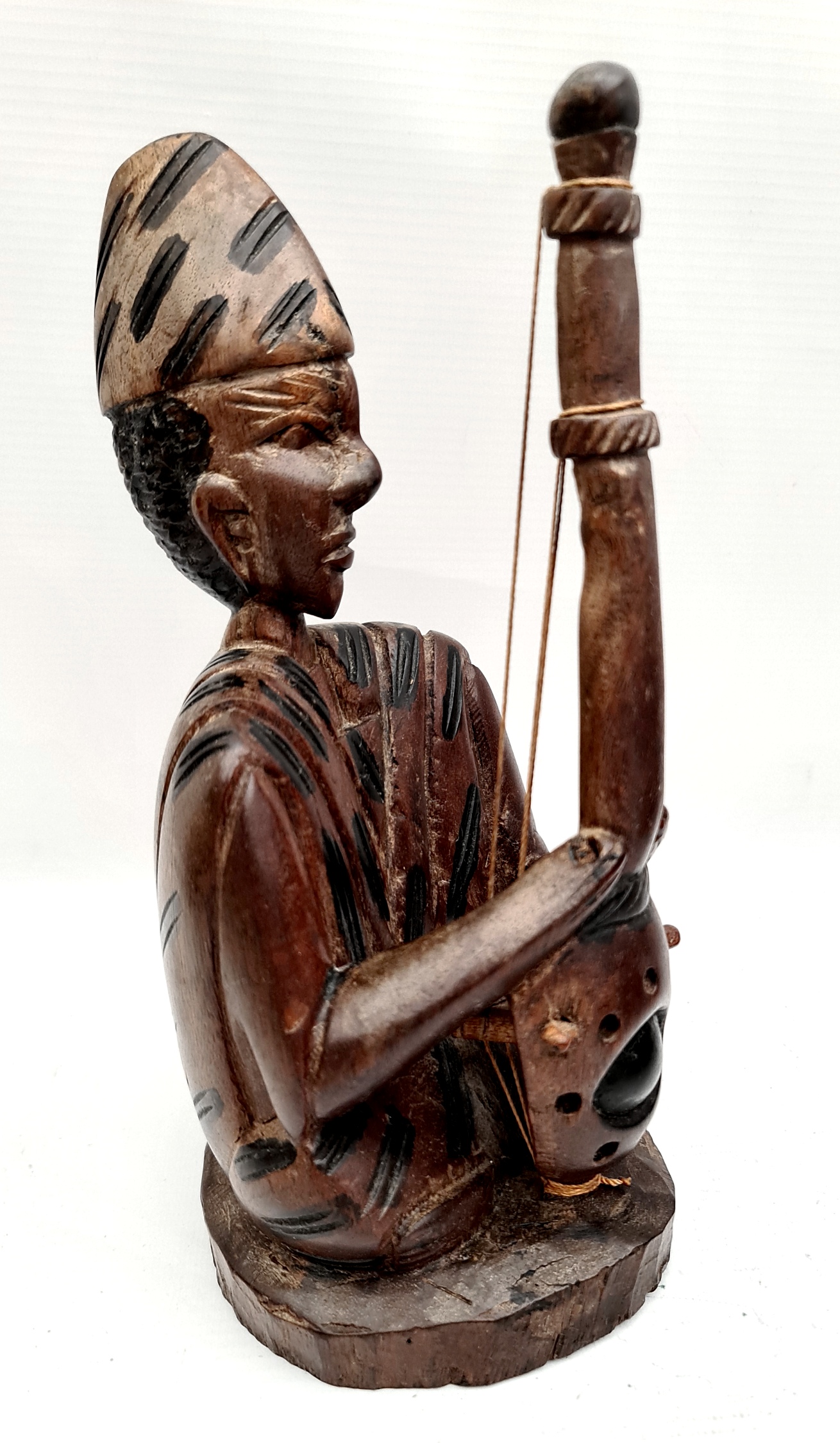 Vintage Art Asian Carved Wooden Sculpture Musician Figure