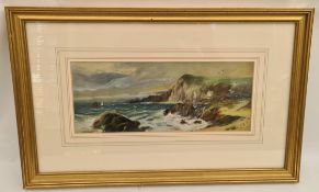 Antiques Watercolour Painting Coastal Scene Glazed & Framed Signed F.E.F 1912