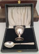 Vintage EPNS Christening Egg Cup Boxed & Two Boxes of Spoons