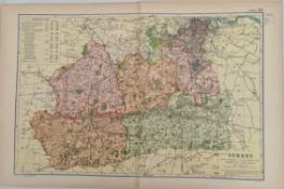 Antique Map 1899 G. W Bacon & Co Surrey. Not Framed. Measures 35cm by 53cm