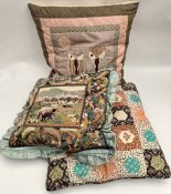 Vintage 3 x Embroidered & Quilted Cushions