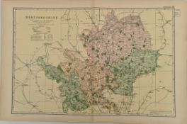 Antique Map 1899 G. W Bacon & Co . Hertfordshire Not Framed. Measures 35cm by 53cm