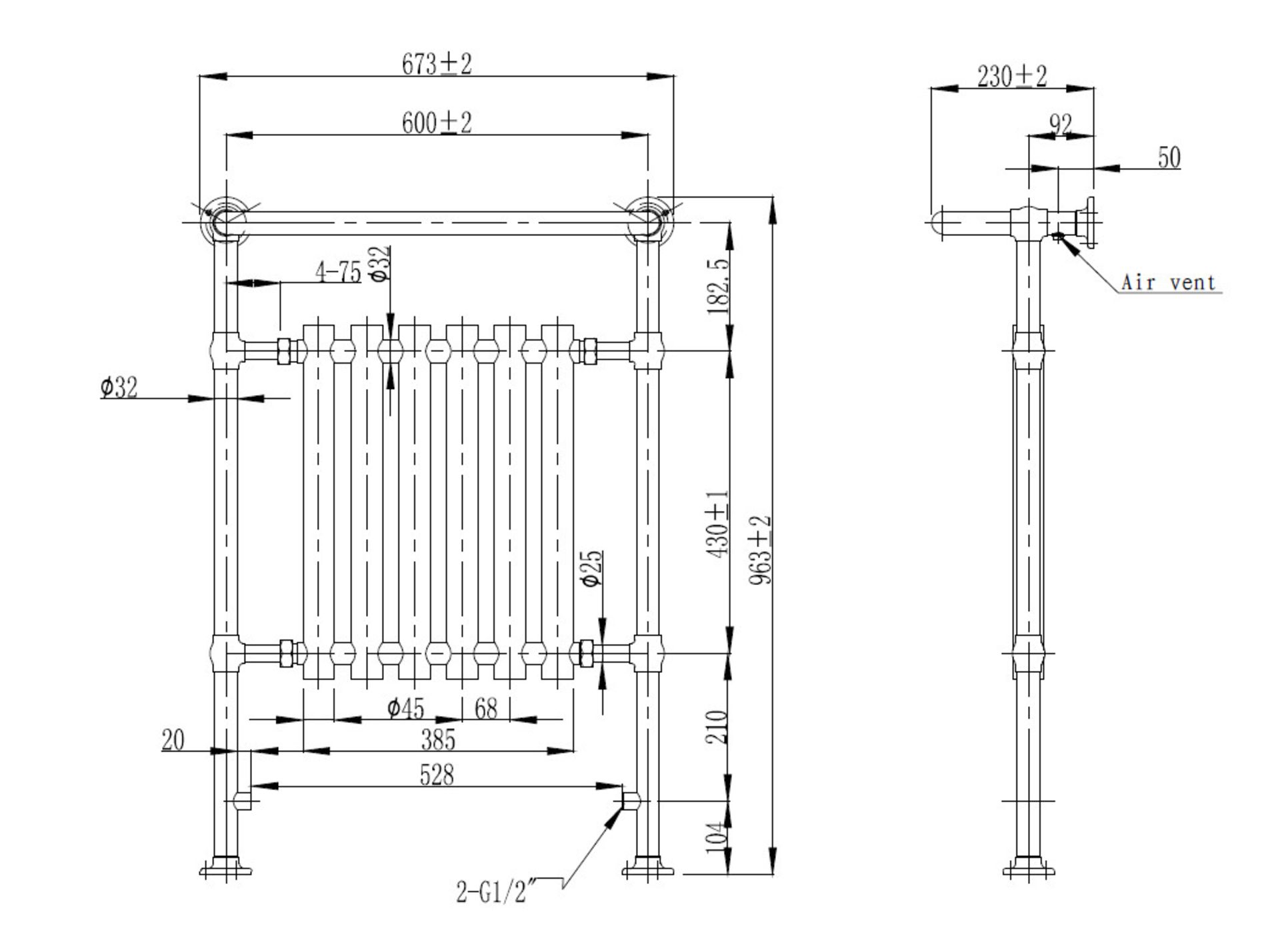 RRP £510. Appears Unused. Empire 963 x 673mm Traditional Towel Rail. Key Features. Stylish, floor-s - Image 2 of 2