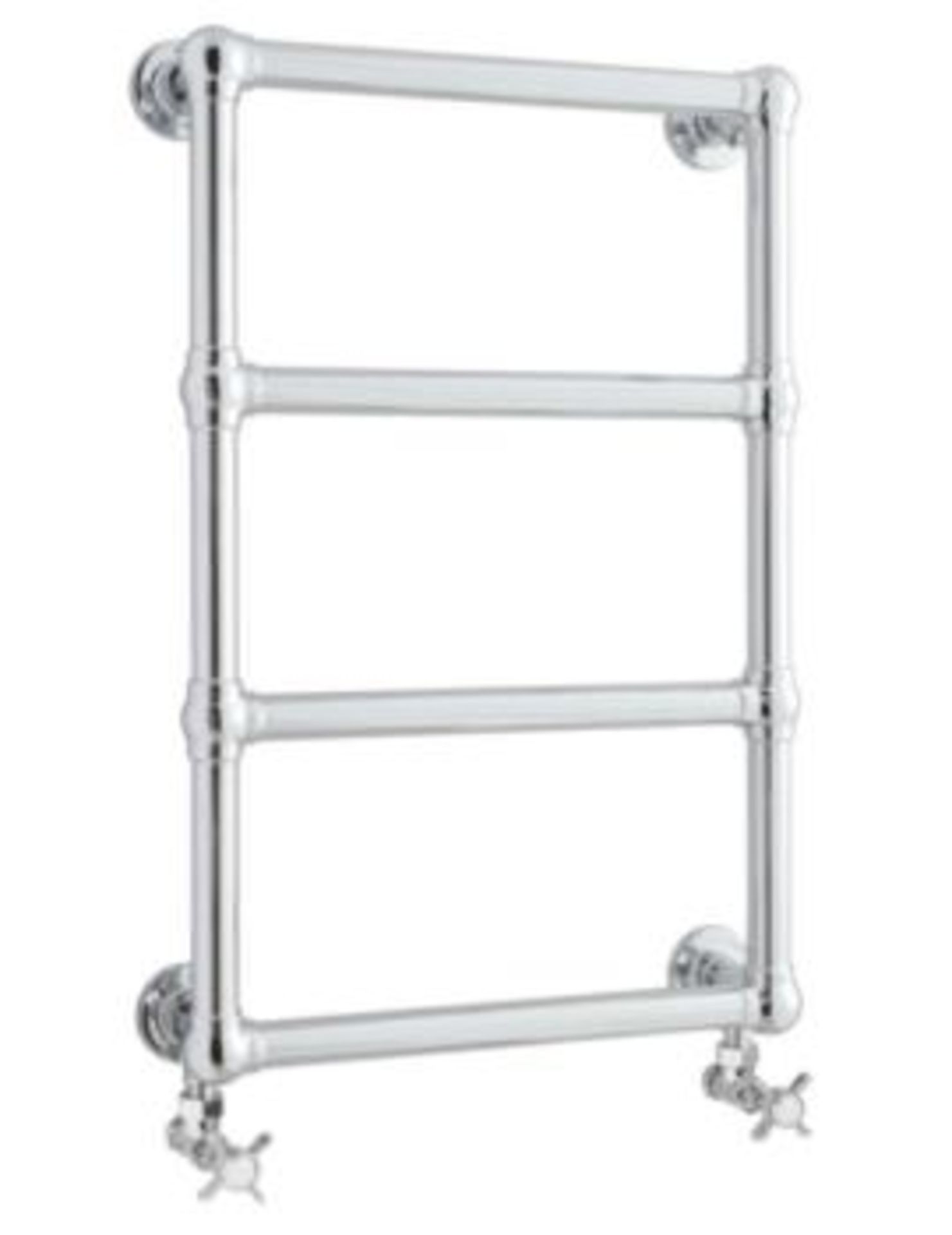 RRP £389. Appears Unused. Traditional 4 Rail Ball Jointed Chrome Heated Towel Radiator.