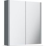 RRP £129. Appears Unused. Orchard Derwent stone grey mirror cabinet 650 x 600mm