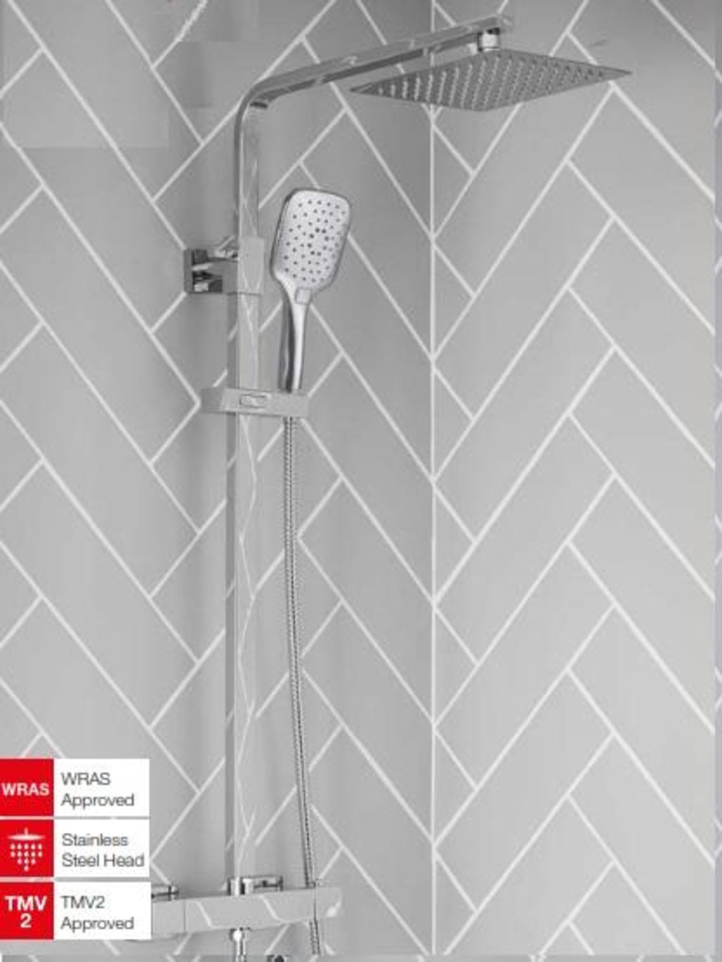 RRP £370. Plaza Aquablade Square Thermostatic Shower Column With Bar Valve. Integrated diverter. A - Image 3 of 3