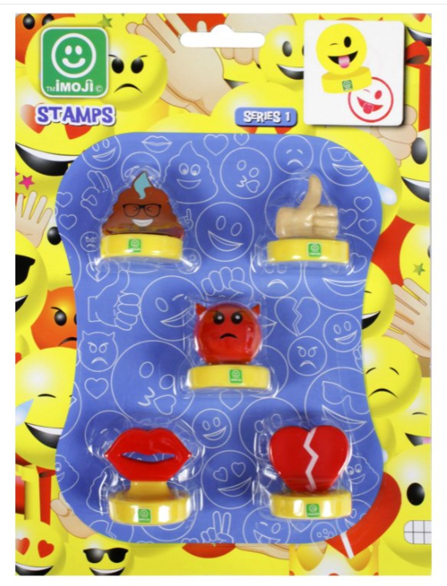 48 Packs of 5pc Emoji Stamp Sets With Built In Ink - Image 3 of 4