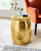 (6M) RRP £99.99. Aula Hammered Metal Side Table Gold (OP8774/03). (H50 x W41 x D41cm). (Grade C Sto