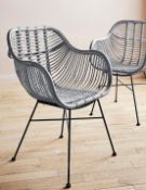 (5A) RRP £124.98. Emilio Rattan Dining Chair Grey (IX193). (H89x W58x D65cm). (Grade C Stock).