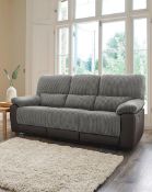 (P) RRP £1,379.00. Harlow Fabric/Faux Leather Recliner 3 Seater Sofa. (Product Code: XO843PS). The