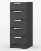 (6M) RRP £215.00. Lugo Ready Assembled 5 Drawer Tallboy Chest (JG6598/02). (H100.5 x W38 x D41cm).