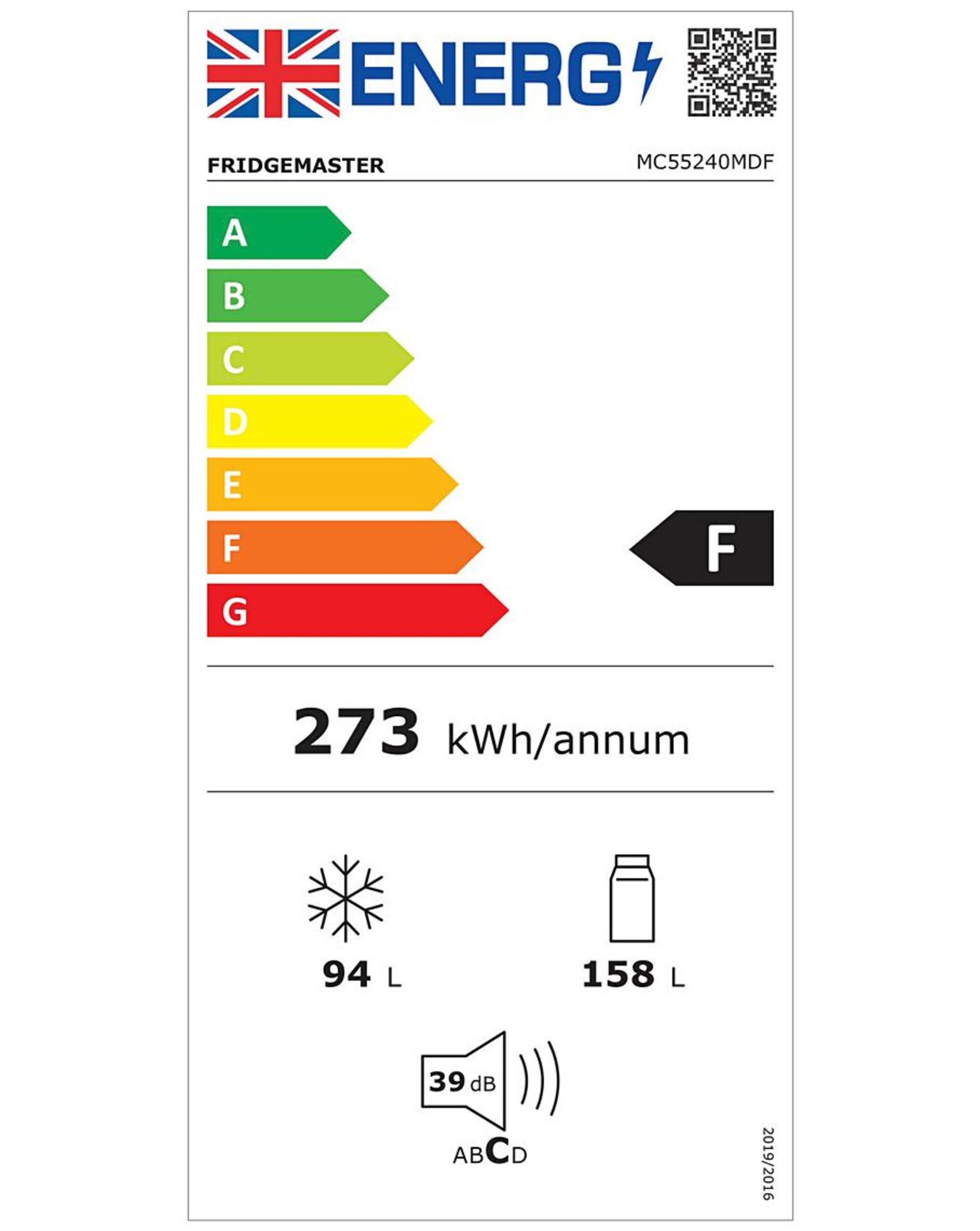 (P) RRP £319. Fridgemaster MC55240MDF Fridge Freezer with Water Dispenser _ White. (SKU: ZV0506/01) - Image 7 of 8