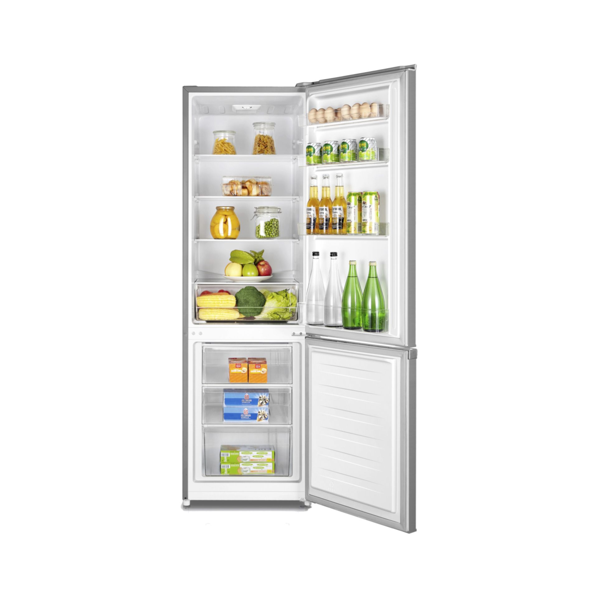 (P) RRP £279. Fridgemaster MC55264AFS Freestanding Fridge Freezer _ Silver. (SKU: ZV045NP). 264 L C - Image 5 of 9