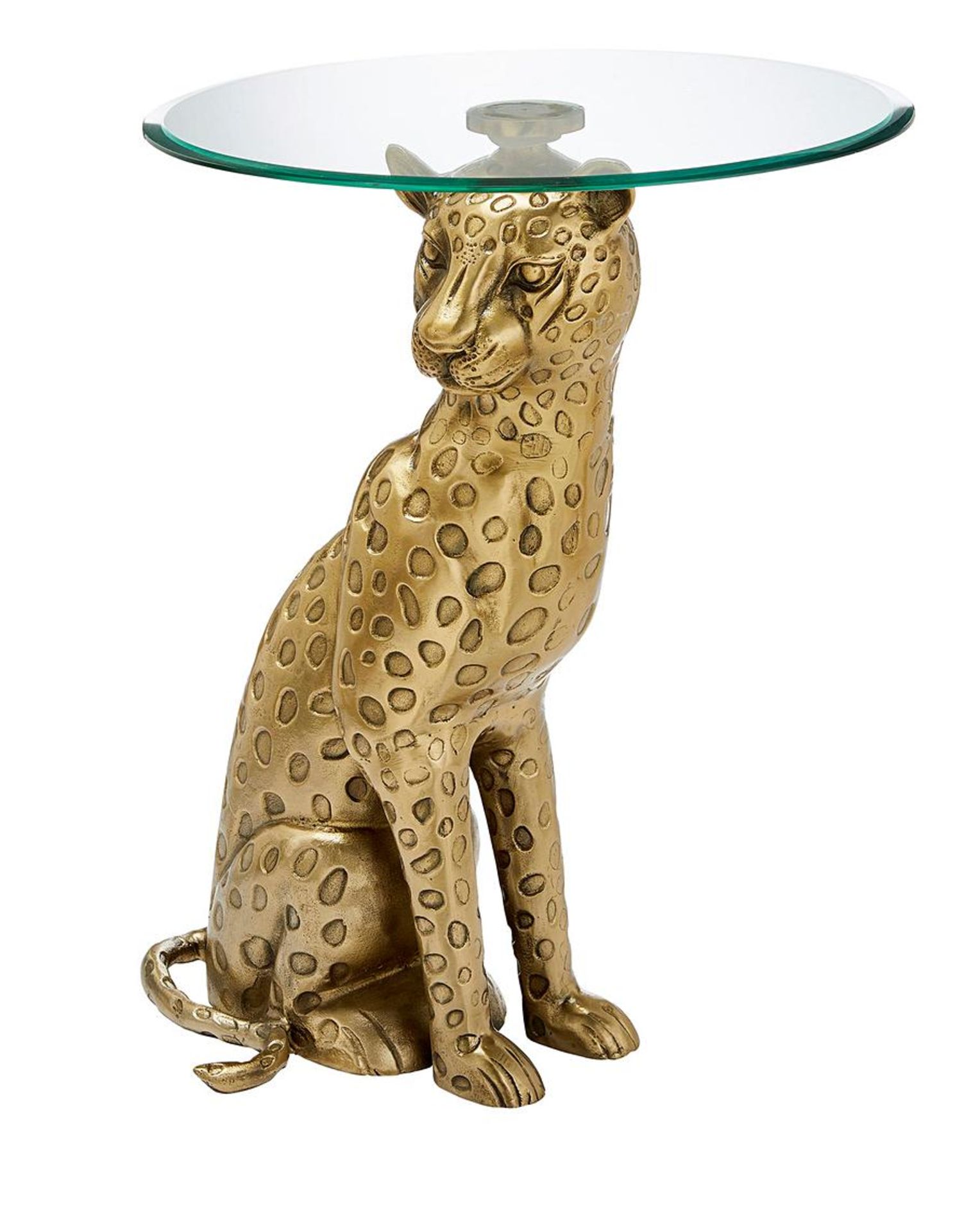(6I) RRP £169.99. Leopard Side Table Antique Gold (IX1752/01). (Grade C Stock). - Image 4 of 4
