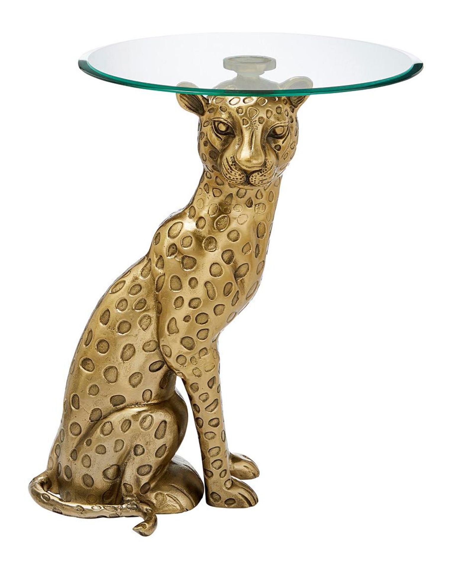 (6I) RRP £169.99. Leopard Side Table Antique Gold (IX1752/01). (Grade C Stock). - Image 3 of 4