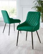 (5F) RRP £179.99. 2x Morgan Chair Emerald / Black (ZU2040/02). The Morgan Arm Pair Of Dining Chairs