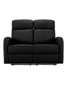 (P) RRP £539. (XO8249/02). Ramsey Faux Leather Recliner 2 Seater Sofa Black. The Ramsey Two Seater