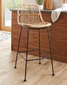 (5D) RRP £139.00. Aurora Rattan Barstool Natural (220329). (H99 x W46 x D44cm. Seat Height From Flo