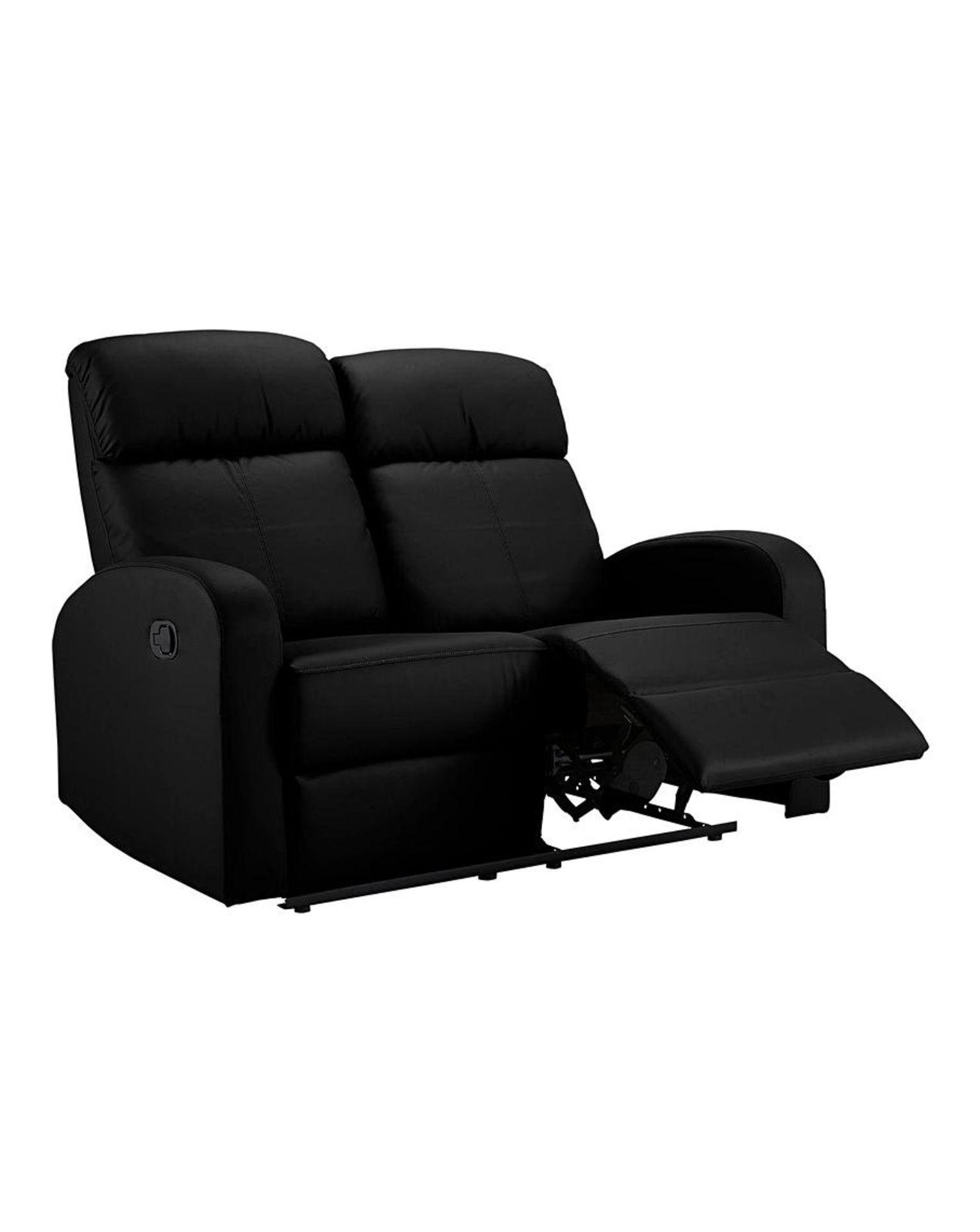 (P) RRP £539. (XO8249/02). Ramsey Faux Leather Recliner 2 Seater Sofa Black. The Ramsey Two Seater - Image 4 of 6