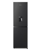 (P) RRP £319. Fridgemaster MC55240MDFB Fridge Freezer with Water Dispenser _ Black. (SKU: ZV1031PS/