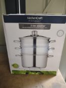 Kitchencraft 22cm 3 tier steamer. RRP £58.99 - GRADE U Kitchencraft 22cm 3 tier steamer.RRP £58.99 -