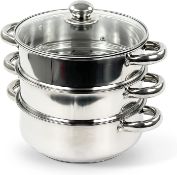 Premier Housewares 408129 Stainless Steel Steamer H25 x W22 x D22 cm. RRP £34.99 - GRADE U Premier