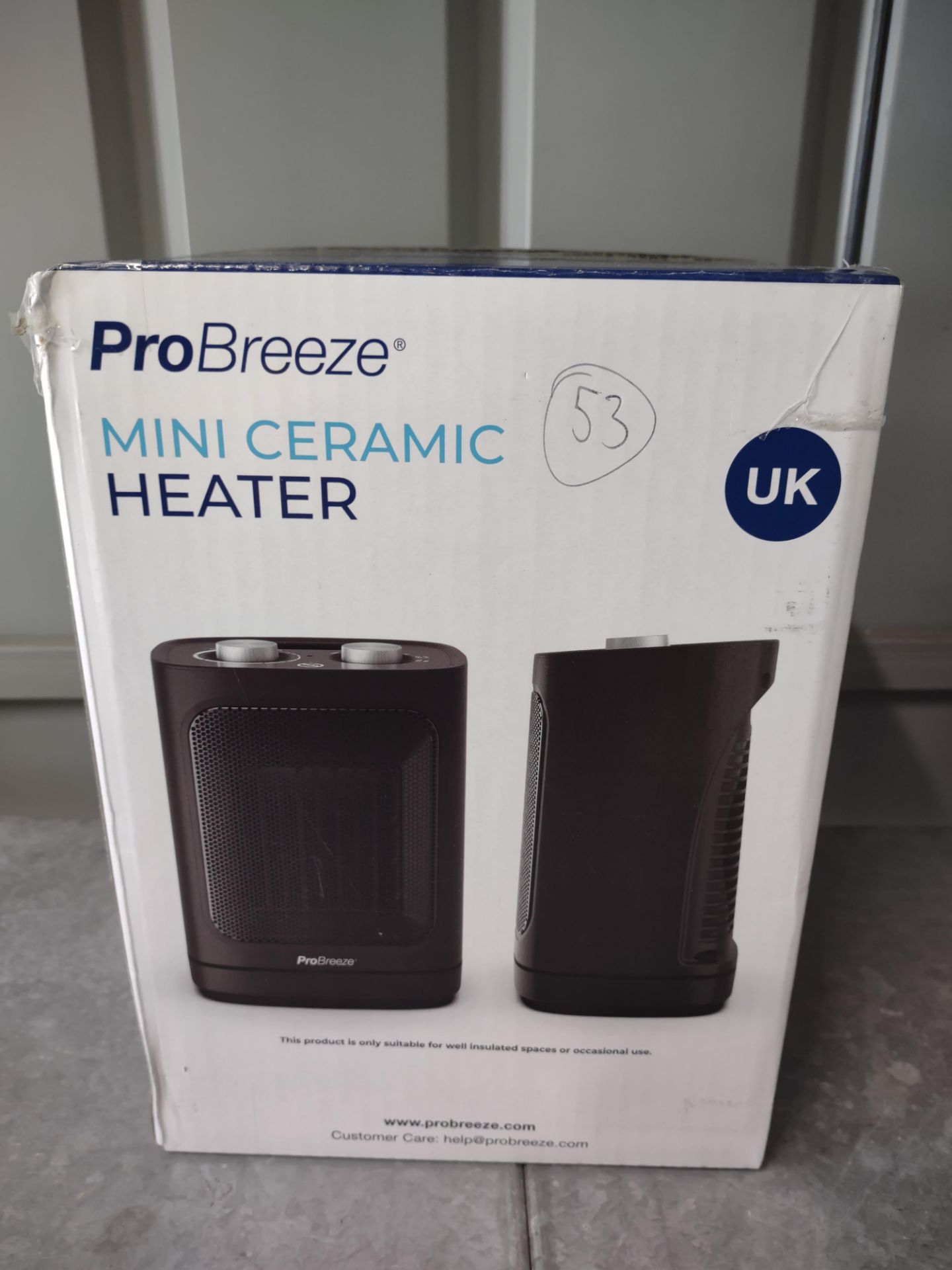 Pro Breeze 1800W Mini Ceramic Fan Heater. RRP £34.99 - GRADE U Pro Breeze 1800W Mini Ceramic Fan