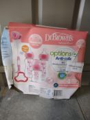 Dr Brown's Options+ Anti-Colic Pink Bottle Gift Set 0m+. RRP £34.99 - GRADE U Dr Brown's Options+