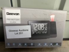 Geevon Projection Alarm Clock,Indoor Thermometer Hygrometer Digital Clock. RRP £29.99 - GRADE