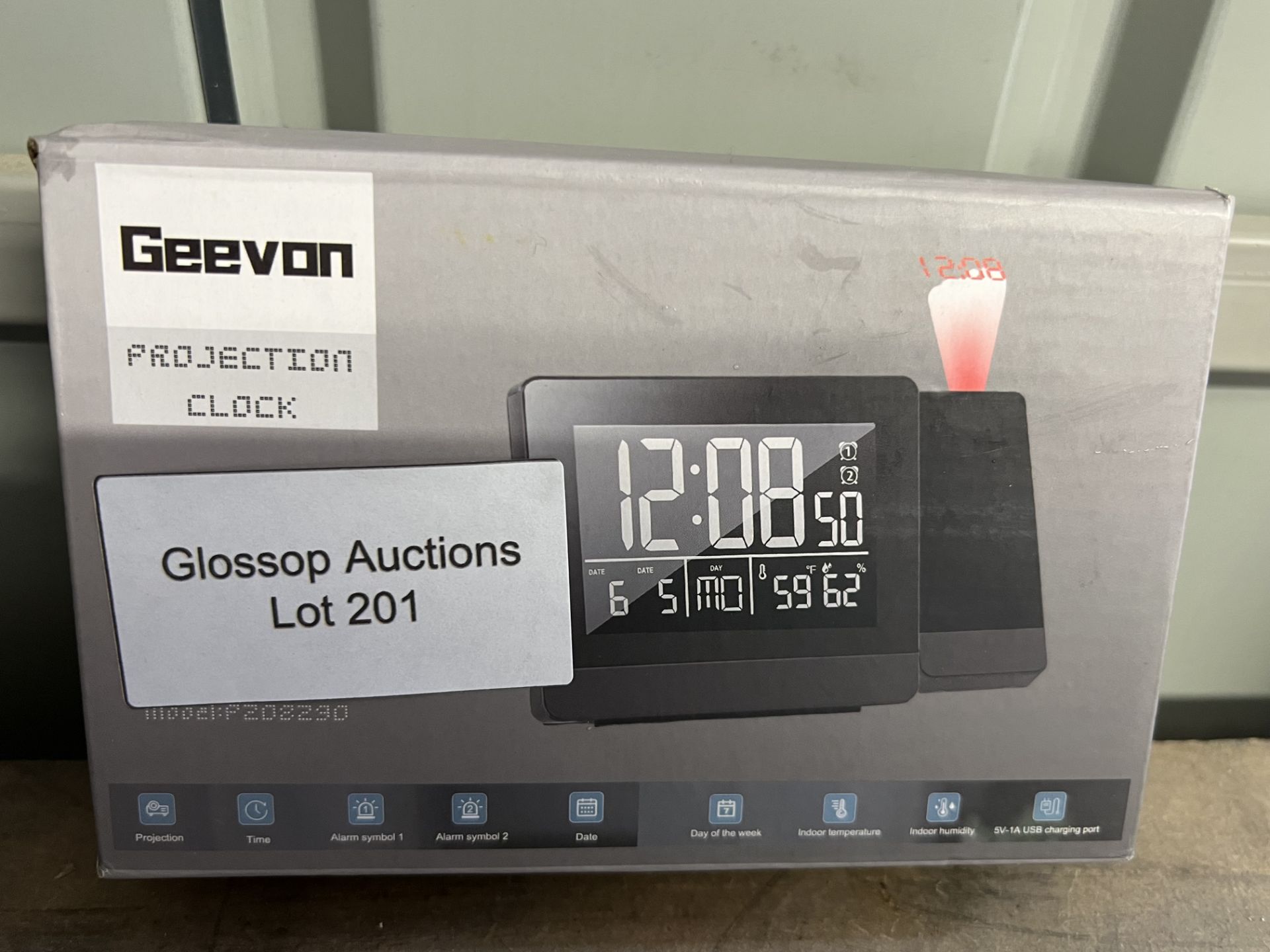 Geevon Projection Alarm Clock,Indoor Thermometer Hygrometer Digital Clock. RRP £29.99 - GRADE