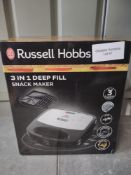 Russell Hobbs 3-in-1 Sandwich/Panini and Waffle Maker. RRP £53.99 - GRADE U Russell Hobbs 3-in-1