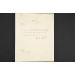 King George V (1865 - 1936) Original Initialled Signature on headed paper dated 1919.