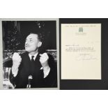Enoch Powell (1912 - 1998) Original Signature on letter dated 1975.