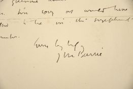 J.M. Barrie (1860 - 1937) Original Handwritten Letter & Envelope.