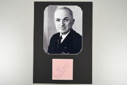 Harry S Truman (1884 - 1972) Original Signature dated 1956.