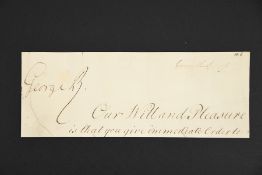 George III (1788 - 1820) Ink signature on part of document