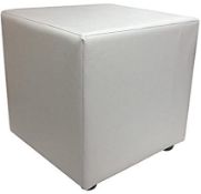 Cube Seating Pouffe, White Faux Leather RRP 69.99