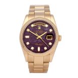 Rolex Day-Date 36 Rubellite Diamond 18K Yellow Gold - Watch 118238