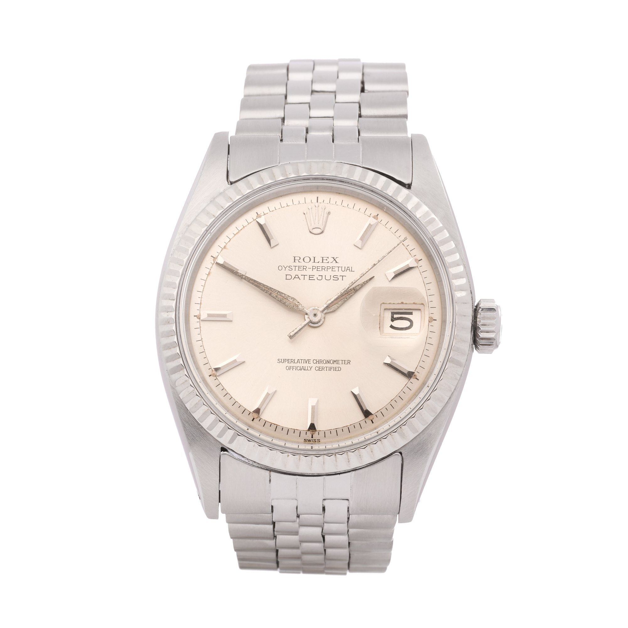 Rolex Datejust 36 Sword Hands 18K White Gold & Stainless Steel Watch 1601